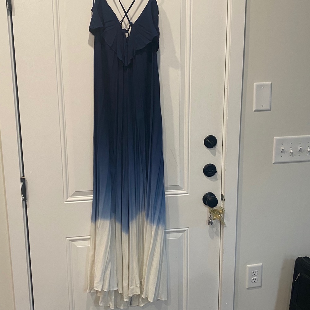 Reverse dip dye cross/tie back maxi dress